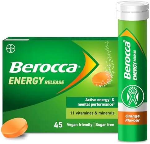 Berocca Vitamin C Effervescent Tablets, Orange Flavour, 45 Tablets