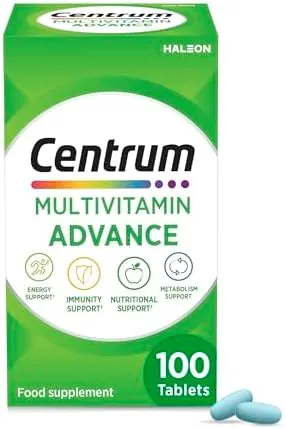 Centrum Advance Multivitamin & Mineral Tablets, 23 Nutrients, 100 Count