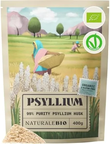NaturaleBio Organic Psyllium Husk 99% Purity Lab-Tested Gluten-Free