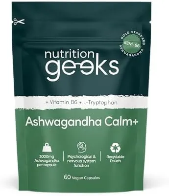 Ashwagandha KSM 66 Complex – 3000mg Enhanced with L-Tryptophan & Vitamin B6 (2 Month Supply) – Ashwagandha High Strength Capsules with 250mg Extract (Not Gummies or Powder) - Vegan, UK Made