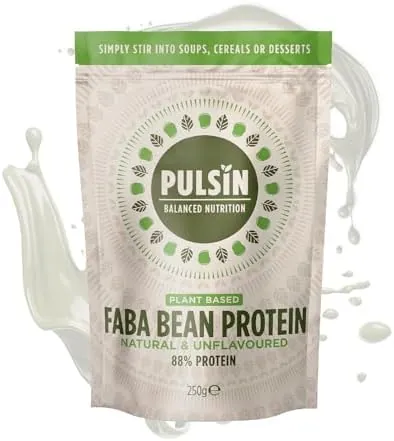 Natural Unflavoured Vegan Faba Bean Protein Powder - 250g - 8.8g Protein, 0.2g Carbs, 42 Kcal Per Serving - Gluten Free, Plant Based, Palm Oil Free & Dairy Free Protein