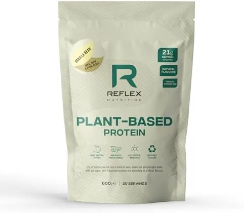 Reflex Nutrition Plant Based Protein - 21g Vegan Protein Powder (Pea Protein, Brown Rice Protein & Pumpkin Seeds) - Digestive Enzymes & Vitamin B12 - Natural Flavours (Vanilla Bean, 20 Servings)