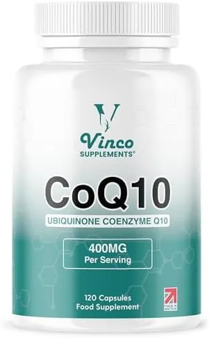 Vinco CoQ10 400mg - 120 High Strength Ubiquinone Coenzyme Q10 Capsules - Antioxidant for Heart & Cardio, Increased Energy & Focus - Naturally Fermented - Non-GMO & Gluten Free - UK Made