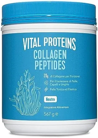 Vital Proteins Collagen Peptides Powder Supplement (Type I, III) - Collagene idrolizzato - Non-GMO - Senza latticini e glutine - 20g per porzione - Non aromatizzato 567g Canister